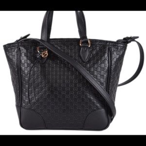 Gucci Bag Black leather monogrammed bag